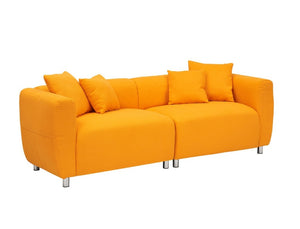 English Elm 89 Inch Three Seat Sofa Solid Wood Frame Metal Legs Pocket Spring Living Room Couch Yellow - A W1658P328945