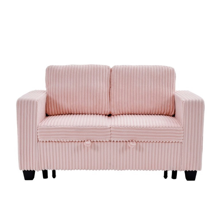 English Elm 58.1 Inch Pink Corduroy Modular Sleeper Sofa Convertible Loveseat for Studios W1658P444296
