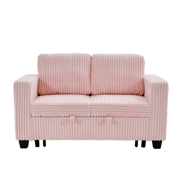 English Elm 58.1 Inch Pink Corduroy Modular Sleeper Sofa Convertible Loveseat for Studios W1658P444296