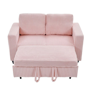 English Elm 58.1 Inch Pink Corduroy Modular Sleeper Sofa Convertible Loveseat for Studios W1658P444296