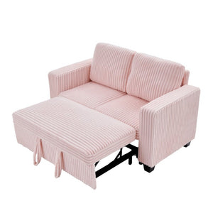 English Elm 58.1 Inch Pink Corduroy Modular Sleeper Sofa Convertible Loveseat for Studios W1658P444296
