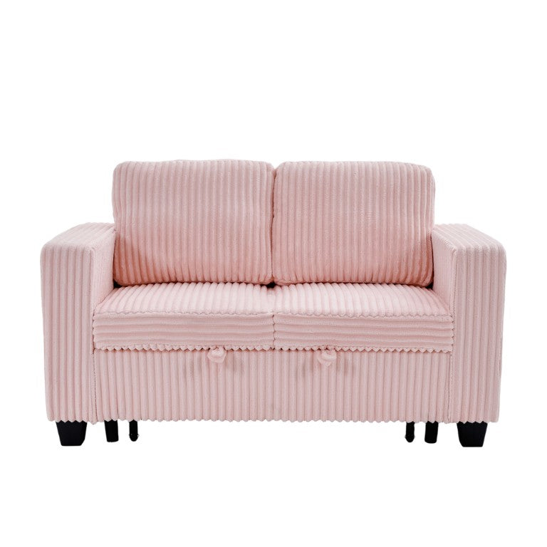 English Elm 58.1 Inch Corduroy Convertible Loveseat Sleeper Sofa for Compact Living Spaces W1658P444298