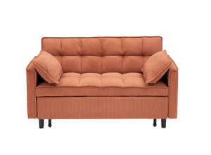 English Elm 54.30" Corduroy Sleeper Loveseat with Pull Out Bed Compact Sofa for Small Spaces Orange W1658P500274
