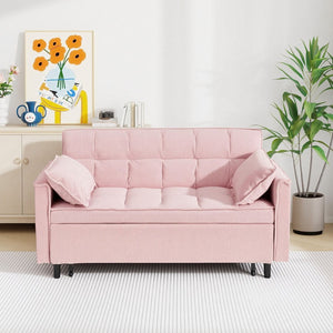 English Elm 54.30" Corduroy Sleeper Loveseat with Pull Out Bed Compact Sofa for Small Spaces Pink W1658P500294