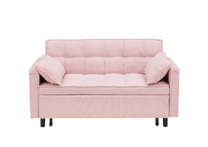 English Elm 54.30" Corduroy Sleeper Loveseat with Pull Out Bed Compact Sofa for Small Spaces Pink W1658P500294