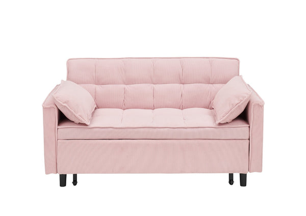 English Elm 54.30" Corduroy Sleeper Loveseat with Pull Out Bed Compact Sofa for Small Spaces Pink W1658P500294