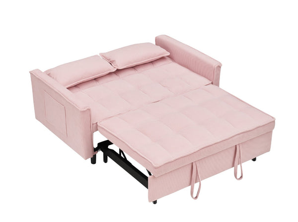 English Elm 54.30" Corduroy Sleeper Loveseat with Pull Out Bed Compact Sofa for Small Spaces Pink W1658P500294
