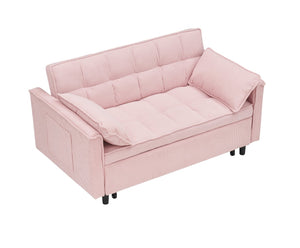 English Elm 54.30" Corduroy Sleeper Loveseat with Pull Out Bed Compact Sofa for Small Spaces Pink W1658P500294