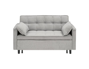 English Elm 54.30" Corduroy Sleeper Loveseat with Pull Out Bed Compact Sofa for Small Spaces Light Gray W1658P500297