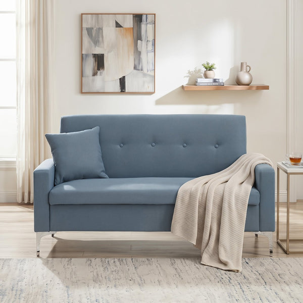English Elm 57 Inch Velvet Loveseat with Hidden Storage Compartment for Compact Living Spaces Gray W1658P504485
