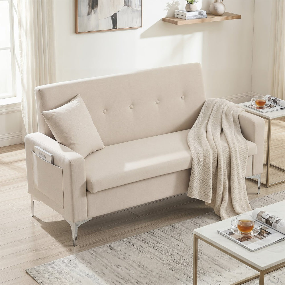 English Elm 57 Inch Velvet Loveseat with Hidden Storage Compartment for Compact Living Spaces W1658P504490