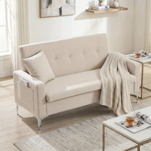English Elm 57 Inch Velvet Loveseat with Hidden Storage Compartment for Compact Living Spaces W1658P504490