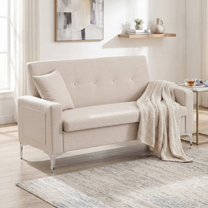 English Elm 57 Inch Velvet Loveseat with Hidden Storage Compartment for Compact Living Spaces W1658P504490