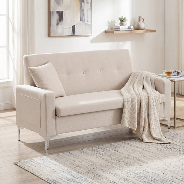 English Elm 57 Inch Velvet Loveseat with Hidden Storage Compartment for Compact Living Spaces W1658P504490