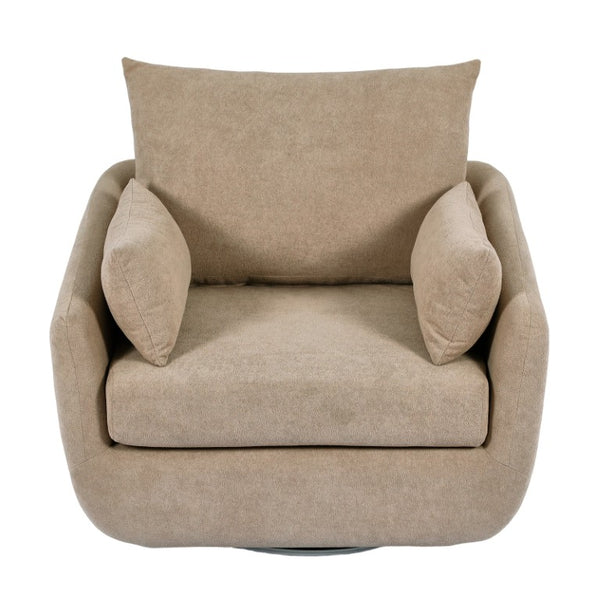 English Elm Rotatable Sherpa Fleece Swivel Chair with Built-In LED Ambient Strip for Gaming Rooms Camel W1658P513085