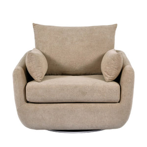 English Elm Rotatable Sherpa Fleece Swivel Chair with Built-In LED Ambient Strip for Gaming Rooms Camel W1658P513085