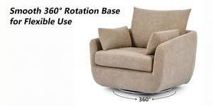English Elm Rotatable Sherpa Fleece Swivel Chair with Built-In LED Ambient Strip for Gaming Rooms Camel W1658P513085