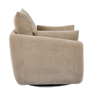 English Elm Rotatable Sherpa Fleece Swivel Chair with Built-In LED Ambient Strip for Gaming Rooms Camel W1658P513085