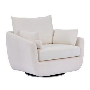 English Elm Rotatable Sherpa Fleece Swivel Chair with Built-In LED Ambient Strip for Gaming Rooms White W1658P513116