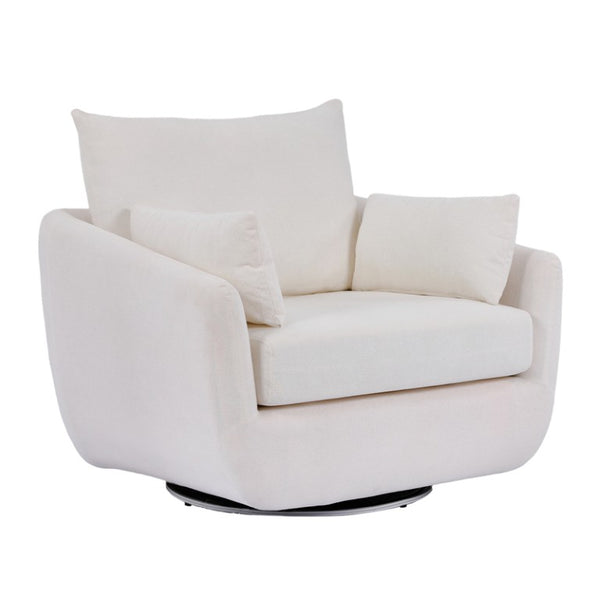 English Elm Rotatable Sherpa Fleece Swivel Chair with Built-In LED Ambient Strip for Gaming Rooms White W1658P513116