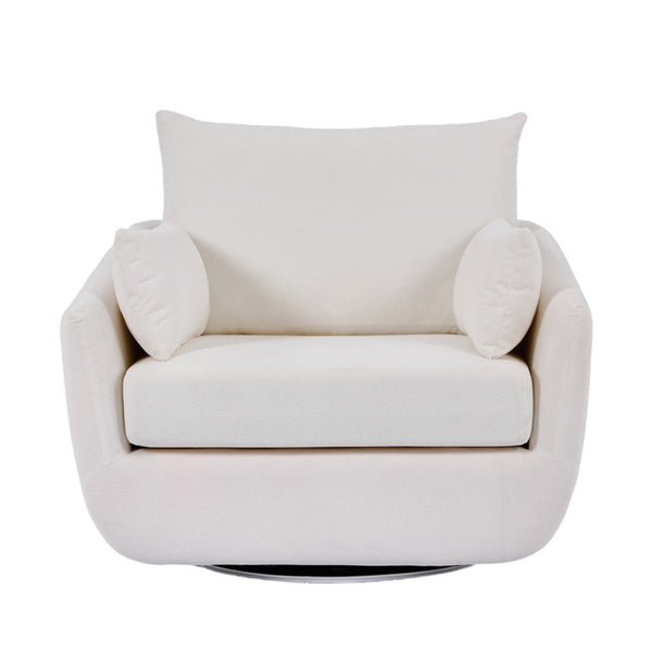 English Elm Rotatable Sherpa Fleece Swivel Chair with Built-In LED Ambient Strip for Gaming Rooms White W1658P513116