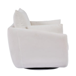 English Elm Rotatable Sherpa Fleece Swivel Chair with Built-In LED Ambient Strip for Gaming Rooms White W1658P513116