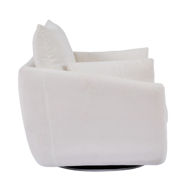 English Elm Rotatable Sherpa Fleece Swivel Chair with Built-In LED Ambient Strip for Gaming Rooms White W1658P513116