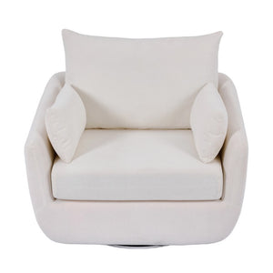 English Elm Rotatable Sherpa Fleece Swivel Chair with Built-In LED Ambient Strip for Gaming Rooms White W1658P513116