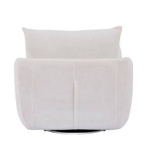 English Elm Rotatable Sherpa Fleece Swivel Chair with Built-In LED Ambient Strip for Gaming Rooms White W1658P513116