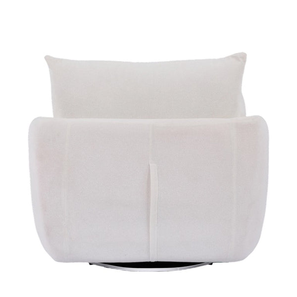 English Elm Rotatable Sherpa Fleece Swivel Chair with Built-In LED Ambient Strip for Gaming Rooms White W1658P513116