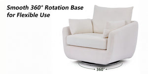 English Elm Rotatable Sherpa Fleece Swivel Chair with Built-In LED Ambient Strip for Gaming Rooms White W1658P513116
