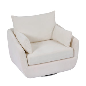 English Elm Rotatable Sherpa Fleece Swivel Chair with Built-In LED Ambient Strip for Gaming Rooms White W1658P513116