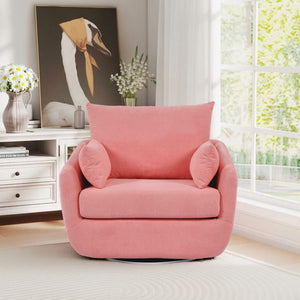 English Elm Rotatable Sherpa Fleece Swivel Chair with Built-In LED Ambient Strip for Gaming Rooms Pink W1658P513125