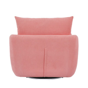 English Elm Rotatable Sherpa Fleece Swivel Chair with Built-In LED Ambient Strip for Gaming Rooms Pink W1658P513125