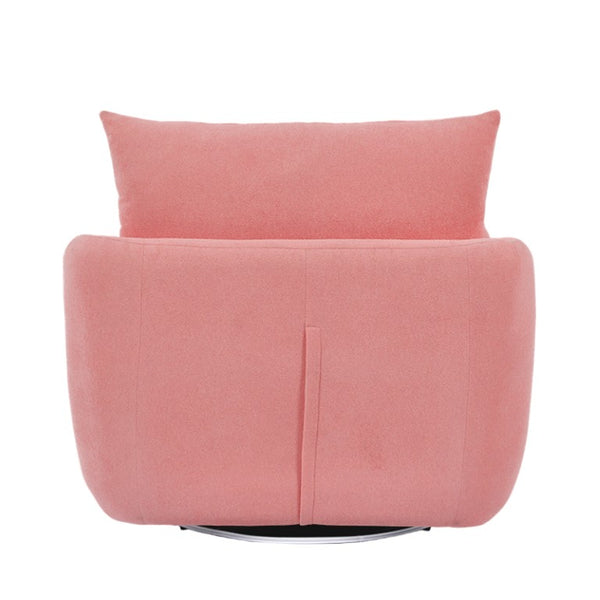 English Elm Rotatable Sherpa Fleece Swivel Chair with Built-In LED Ambient Strip for Gaming Rooms Pink W1658P513125
