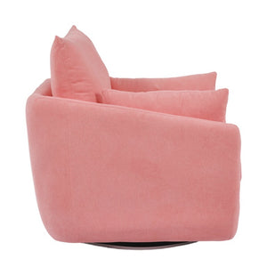 English Elm Rotatable Sherpa Fleece Swivel Chair with Built-In LED Ambient Strip for Gaming Rooms Pink W1658P513125