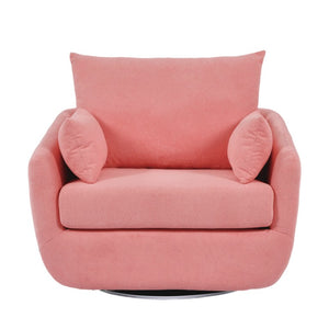 English Elm Rotatable Sherpa Fleece Swivel Chair with Built-In LED Ambient Strip for Gaming Rooms Pink W1658P513125