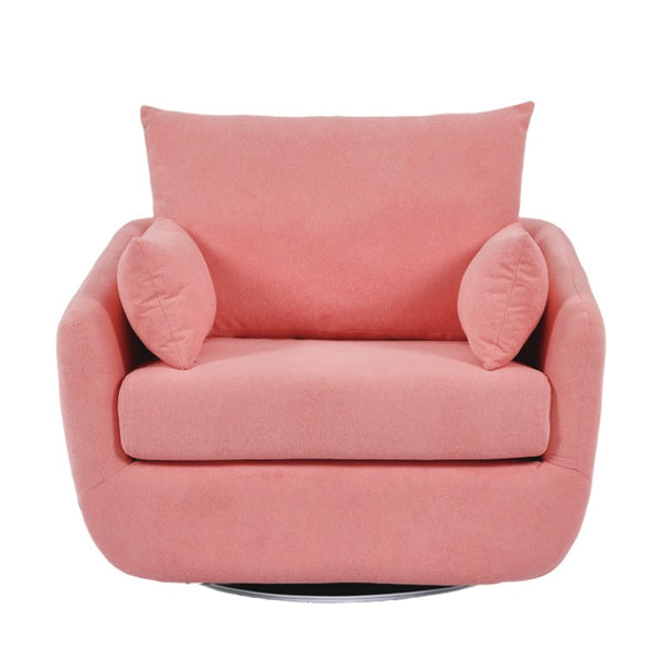 English Elm Rotatable Sherpa Fleece Swivel Chair with Built-In LED Ambient Strip for Gaming Rooms Pink W1658P513125