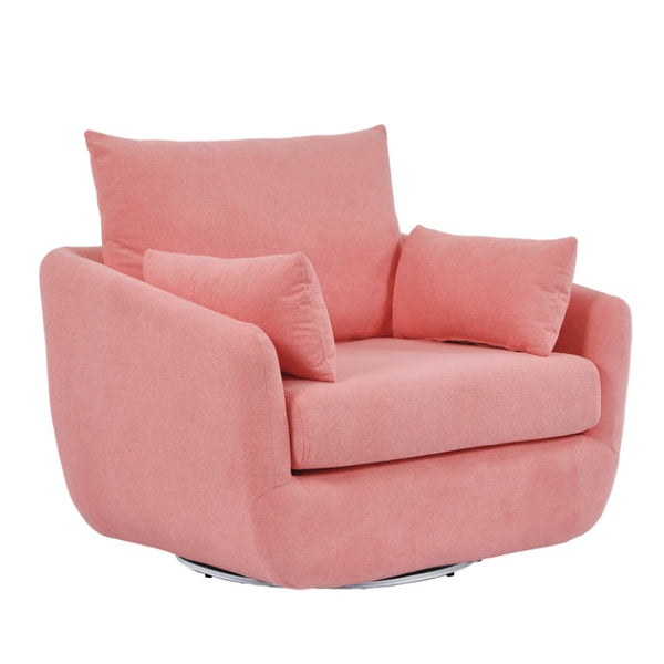 English Elm Rotatable Sherpa Fleece Swivel Chair with Built-In LED Ambient Strip for Gaming Rooms Pink W1658P513125