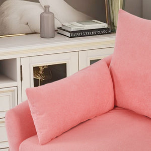 English Elm Rotatable Sherpa Fleece Swivel Chair with Built-In LED Ambient Strip for Gaming Rooms Pink W1658P513125