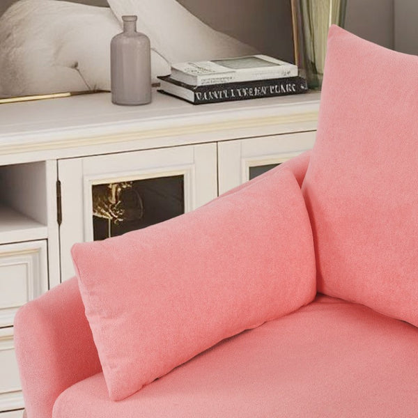 English Elm Rotatable Sherpa Fleece Swivel Chair with Built-In LED Ambient Strip for Gaming Rooms Pink W1658P513125