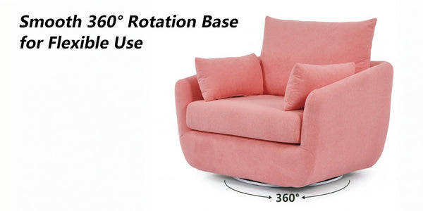 English Elm Rotatable Sherpa Fleece Swivel Chair with Built-In LED Ambient Strip for Gaming Rooms Pink W1658P513125