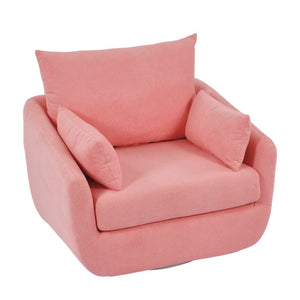 English Elm Rotatable Sherpa Fleece Swivel Chair with Built-In LED Ambient Strip for Gaming Rooms Pink W1658P513125