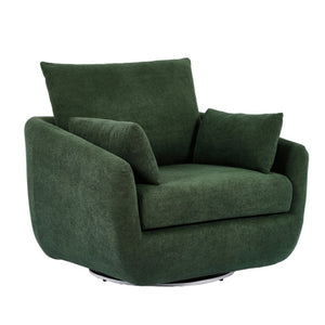 English Elm Rotatable Sherpa Fleece Swivel Chair with Built-In LED Ambient Strip for Gaming Rooms Green W1658P513156
