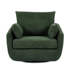 English Elm Rotatable Sherpa Fleece Swivel Chair with Built-In LED Ambient Strip for Gaming Rooms Green W1658P513156