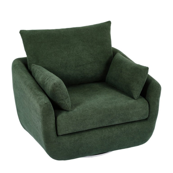 English Elm Rotatable Sherpa Fleece Swivel Chair with Built-In LED Ambient Strip for Gaming Rooms Green W1658P513156