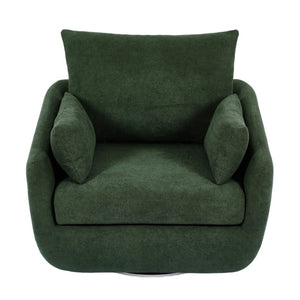 English Elm Rotatable Sherpa Fleece Swivel Chair with Built-In LED Ambient Strip for Gaming Rooms Green W1658P513156