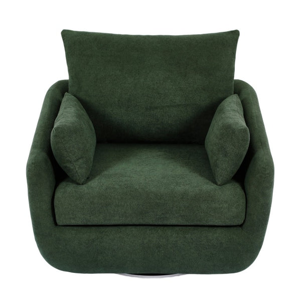 English Elm Rotatable Sherpa Fleece Swivel Chair with Built-In LED Ambient Strip for Gaming Rooms Green W1658P513156