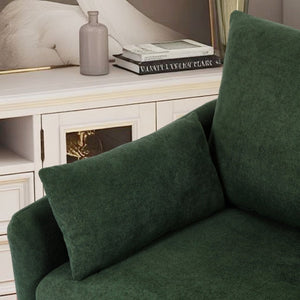 English Elm Rotatable Sherpa Fleece Swivel Chair with Built-In LED Ambient Strip for Gaming Rooms Green W1658P513156