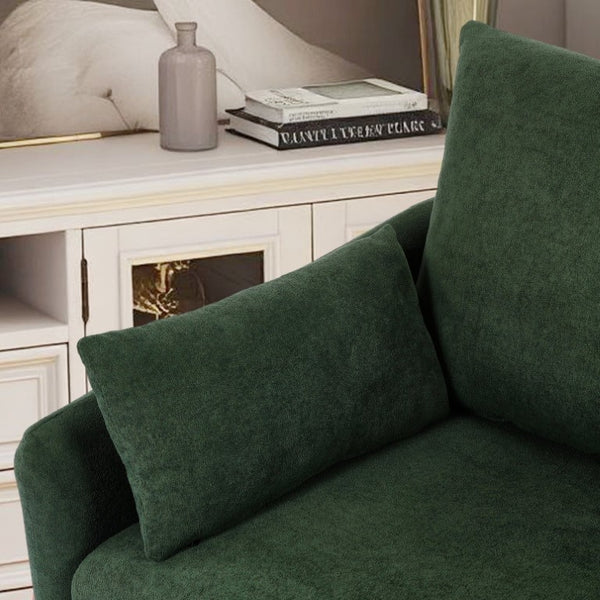 English Elm Rotatable Sherpa Fleece Swivel Chair with Built-In LED Ambient Strip for Gaming Rooms Green W1658P513156